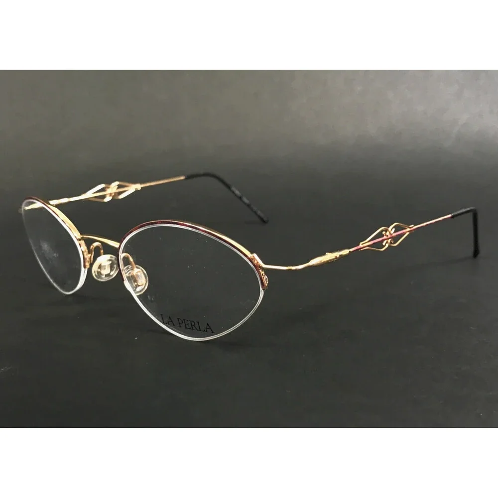 Vintage La Perla Eyeglasses Frames VELVET Col.02 Red Tortoise Gold 48-19-135